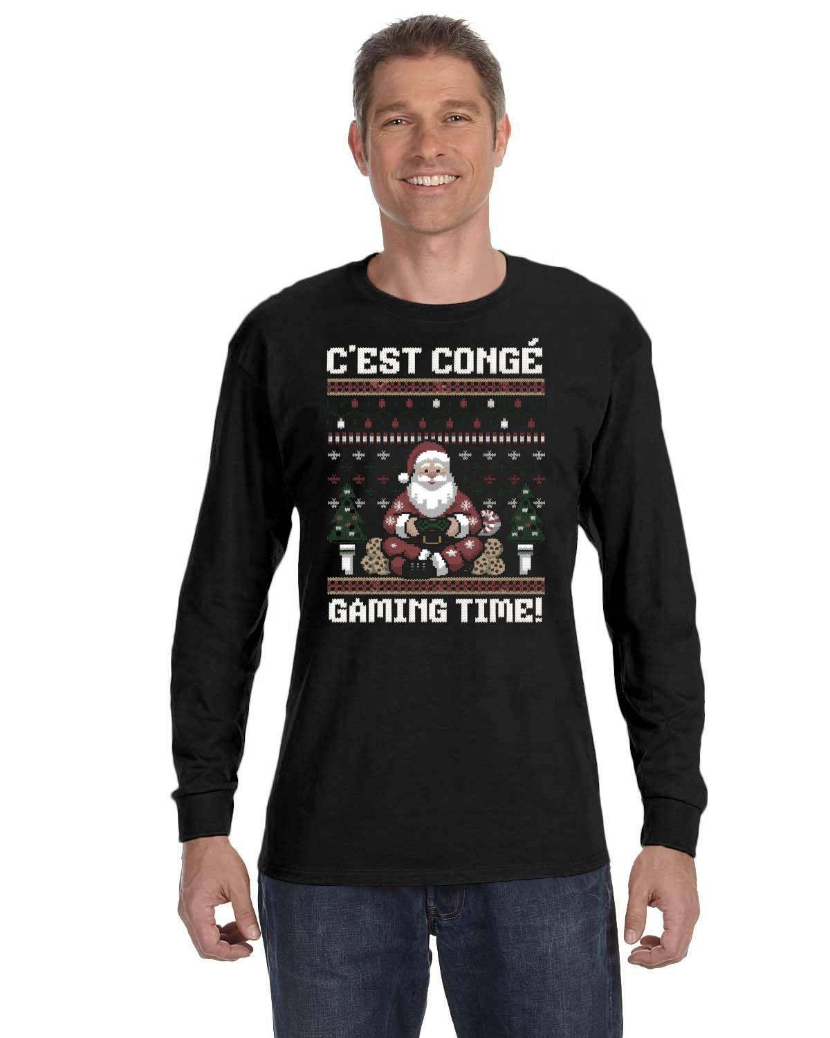 "Chandail de Noël laid gaming time noir manches longues"