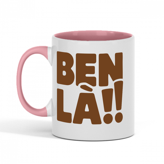 Tasse BEN LAA blanche avec fond rose