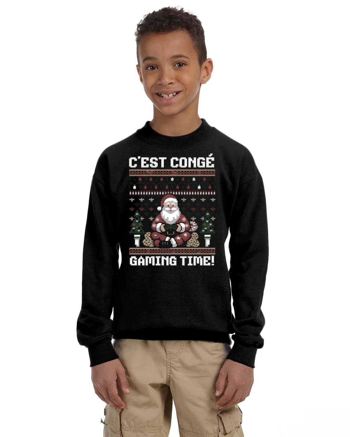 "Sweatshirt enfant Noël gaming time noir"
